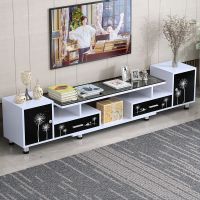 工匠时光钢化玻璃电视柜茶几组合客厅烤漆伸缩电视机柜简约现代小户型地柜