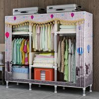 工匠时光衣柜简易布衣柜钢管加粗加固加厚双人收纳架大号单人涤棉布艺衣橱