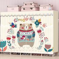 工匠时光简易衣柜实木双人涤棉布艺衣柜加粗加固组装衣橱大号布衣柜收纳架