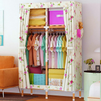 工匠时光衣柜简易单人学生宿舍布艺收纳架柜子实木家具布衣柜钢管小号衣橱