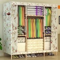 工匠时光简易衣柜实木牛津布大号拼装 新款布衣柜双人加粗加固衣橱出租房