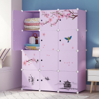 工匠时光简易衣柜布收纳架钢管加粗加固塑料单人新款推拉门木儿童卧室家具