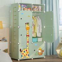 工匠时光儿童简易衣柜宝宝卡通经济型婴儿小孩衣橱简约现代塑料组装收纳柜