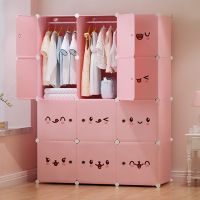 工匠时光儿童简易衣柜布收纳架单人卧室家具柜钢管加粗加固实木推拉门衣橱
