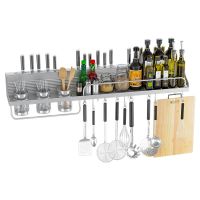 工匠时光厨房置物架壁挂式调味品收纳架免打孔刀架筷子