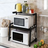 工匠时光家用厨房置物架免打孔桌面微波炉架子光波炉双层多层调味料烤箱架