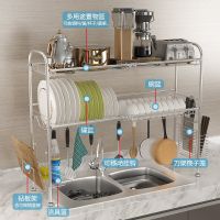 工匠时光不锈钢厨房水槽置物架多功能放碗碟架盘子沥水架砧板收纳架