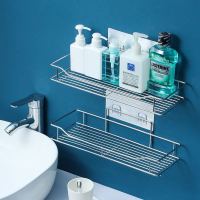 工匠时光免打孔不锈钢防水吸壁式卫生间墙上置物架三角架浴室收纳整理架子
