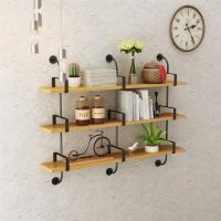 工匠时光美式复古铁艺实木多层墙上置物层架客厅一字搁板壁挂收纳装饰书架