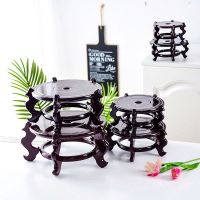 工匠时光花盆底座托架实木花架茶壶花瓶石头奇石香炉木托盘架圆形摆件底座