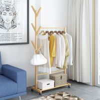 工匠时光家用实木衣帽架落地简易挂衣服架子卧室客厅衣架多功能可移动置物