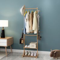 工匠时光衣帽架落地挂衣架实木卧室衣架子置物架多层衣柜收纳架挂衣柜简约