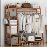 工匠时光挂衣架落地置物架卧室简易衣柜收纳架实木衣帽架能挂衣服架子