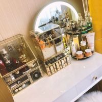 工匠时光网红玻璃化妆品收纳盒透明口红护肤品首饰化妆刷桌面梳妆台置物架