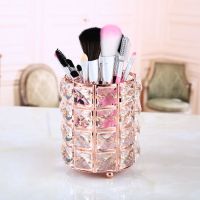 工匠时光欧式水晶金属化妆刷收纳筒刷子眉笔收纳盒透明整理盒笔刷桶置物架