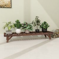 工匠时光花架子实木室内客厅阶梯式花盆阳台多层绿萝装饰防腐木飘窗置物架