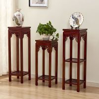 工匠时光花架实木中式客厅榆木仿古花架子多层室内绿萝盆景方形