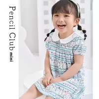 [1件5折:39元]铅笔俱乐部童装2025夏装女童连衣裙小童短袖裙子儿童娃娃领