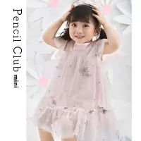 [3.5折价:49元]铅笔俱乐部童装2025夏装女童连衣裙小童短袖裙子儿童网纱裙薄