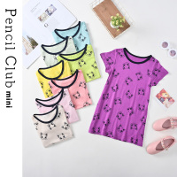[清仓价:9.9元]铅笔俱乐部童装2022夏装新款小童连衣裙女童长款T恤儿童休闲A字裙
