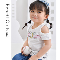 [19元任选2件]铅笔俱乐部夏装女童短袖T恤儿童洋气露肩上衣小童薄