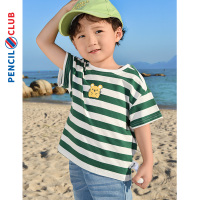 [8折价:24.8元]铅笔俱乐部童装夏装新款男小童短袖t恤儿童宝宝条纹宽松上衣