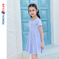 [1件3.5折]铅笔俱乐部童装女童短袖连衣裙洋气大童裙子后背v领设计夏季2025