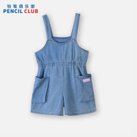[直降价:59元]铅笔俱乐部童装2025夏装新款女童背带裤儿童牛仔短裤中大童裤子