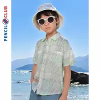 [1件5折:39元]铅笔俱乐部童装男童格子衬衫2025夏装新款儿童衬衣中大童短袖薄