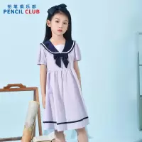 [3.5折价:99元]铅笔俱乐部童装2025夏装新款女童连衣裙儿童蝴蝶结裙子女孩学院风