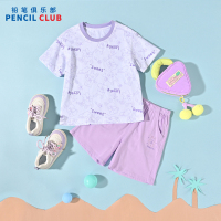 [一口价25元]铅笔俱乐部童装2025夏装新款女童短袖儿童字母印花女孩上衣t恤