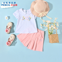 [直降价:29元]铅笔俱乐部童装2025夏装新款女童短袖儿童t恤女孩上衣卡通娃娃领