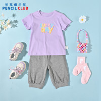 [一口价25元]铅笔俱乐部童装2025女小童t恤2025夏装新款宝宝短袖儿童圆领上衣