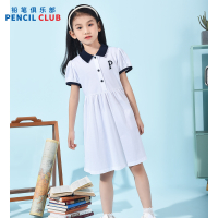 [直降价:59元]铅笔俱乐部童装2025夏装新款女童翻领连衣裙儿童学院风甜美裙子