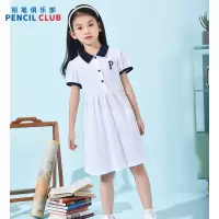 [1件5折:69元]铅笔俱乐部童装2025夏装新款女童翻领连衣裙儿童学院风甜美裙子