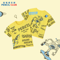 [一口价29元]铅笔俱乐部童装2025夏装新款男童短袖儿童圆领t恤小童上衣字母