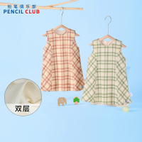[1件3.5折]铅笔俱乐部童装春装新款女童背心连衣裙儿童裙子小宝宝格子裙
