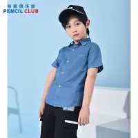[1件5折:53元]铅笔俱乐部童装2025夏装新款男童衬衫儿童短袖中大童牛仔上衣衬衣