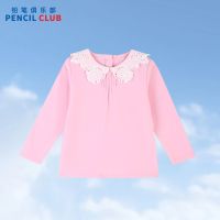 [1件3.5折:44元]秋季新款女童反领长袖T恤后背纽扣穿脱方便蕾丝翻领长袖T恤
