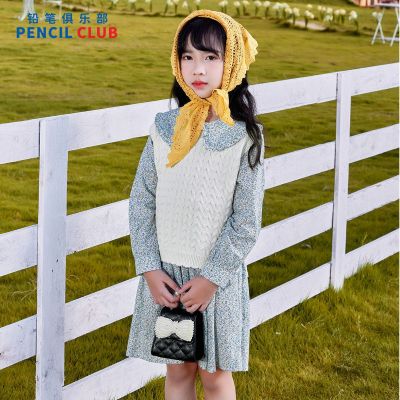 [1件3.5折]秋季新款女童长袖连衣裙儿童裙子娃娃领休闲百搭碎花连衣裙