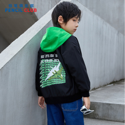 [1件3.5折]铅笔俱乐部秋冬新款男童外套中大童双层棒球服儿童飞机服夹克
