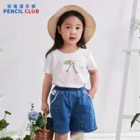 [1件5折:39元]铅笔俱乐部2025夏装新品女小童T恤儿童圆领短袖宝宝卡通印花上衣