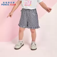 [1件5折:53元]铅笔俱乐部2025年夏装新品女小童短裤儿童格子五分裤宝宝针织裤子