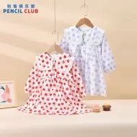 [1件5折:99元]铅笔俱乐部2025春装新款女小童连衣裙儿童大翻领宝宝甜美印花裙子