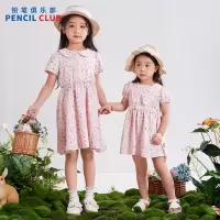 [1件5折:89元]铅笔俱乐部2025夏装新款女童连衣裙儿童格子印花裙中大童甜美裙子