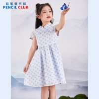 [1件3折]铅笔俱乐部2025夏装新款女童连衣裙儿童复古国风裙子中大童连身裙