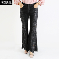 金鸿 秋季女裤潮流喇叭长裤2019新款宽松休闲裤显瘦喇叭裤