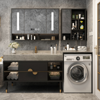 北欧浴室柜组合阳台一体滚筒岩板闪电客洗衣机伴侣柜洗脸盆卫生间洗漱台