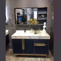北欧轻奢浴室柜组合现代简约闪电客智能卫生间洗手洗脸盆柜大理石洗漱台