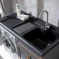 太空铝阳台洗衣机一体柜子洗衣柜伴侣台盆柜带搓衣板切角定制组合